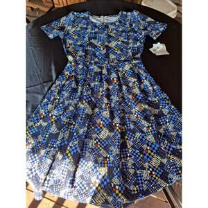 LuLaRoe Women’s Amelia Fit and Flare Dress Unicorn Geometric Size M NWT